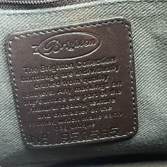 Brighton brown leather croc print shoulder bag with silver tone hardware - Picture 5 of 8